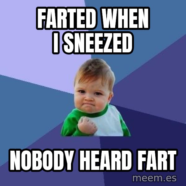 Success Kid meme: Farted when i sneezed / nobody heard fart