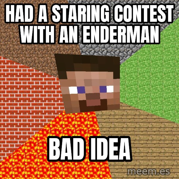 Minecraft Guy meme: Had a staring contest with an enderman / bad idea