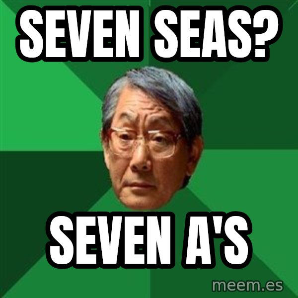 High Expectations Asian Father meme: seven seas? / seven A's