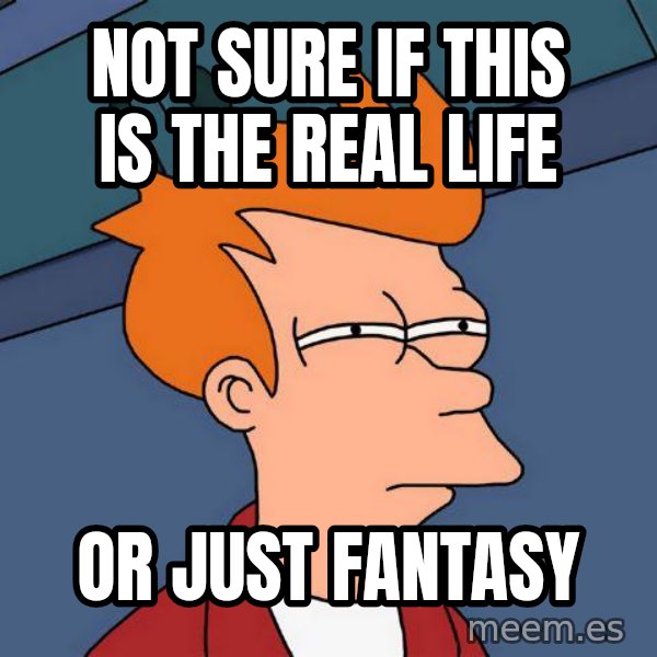 Futurama Fry meme: not sure if this is the real life / or just fantasy