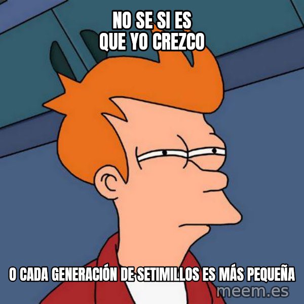 Futurama Fry meme: no se si es que yo crezco / o cada generación de setimillos es más pequeña