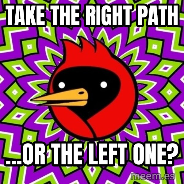 Omsk Crow meme: take the right path / ...or the left one?