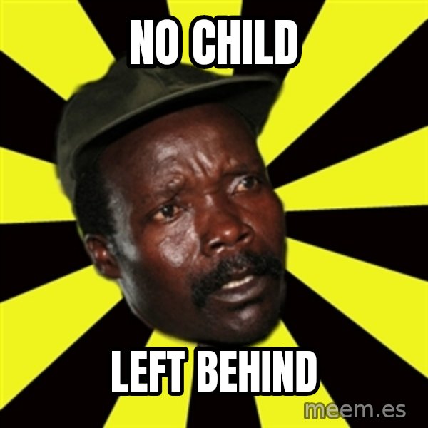 KONY THE PIMP meme: no child / left behind