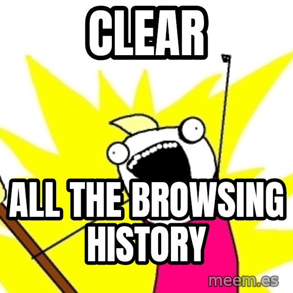 X ALL THE THINGS meme: Clear / ALL THE BROWSING HISTORY