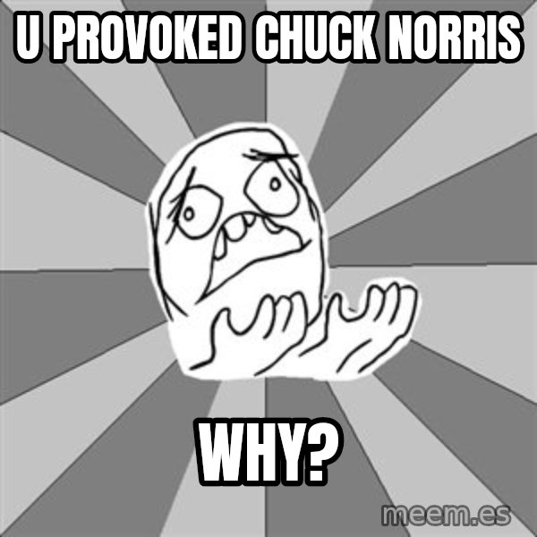 Whyyy??? meme: u provoked chuck norris / why?