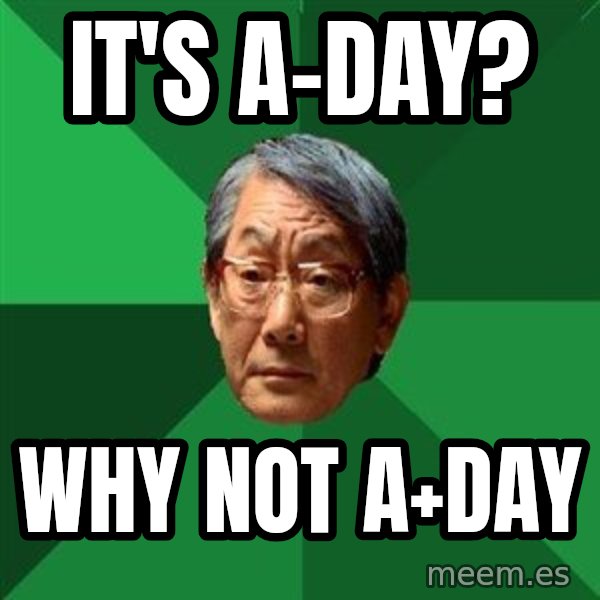 High Expectations Asian Father meme: It's a-Day? / Why not a+day