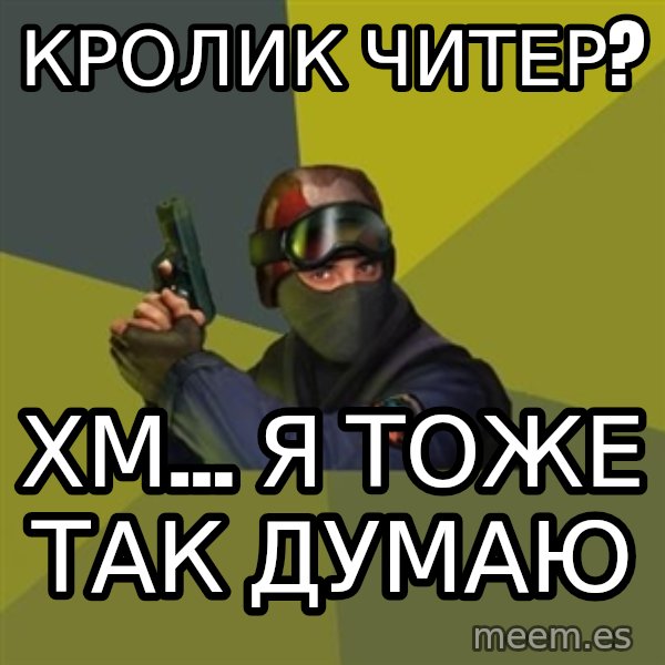 Counter Strike meme: Кролик читер? / хм... я тоже так думаю