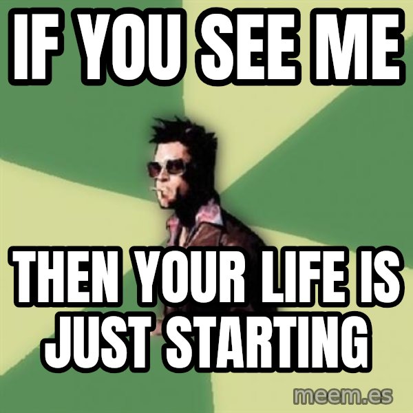 Tyler Durden meme: if you see me / then your life is just starting