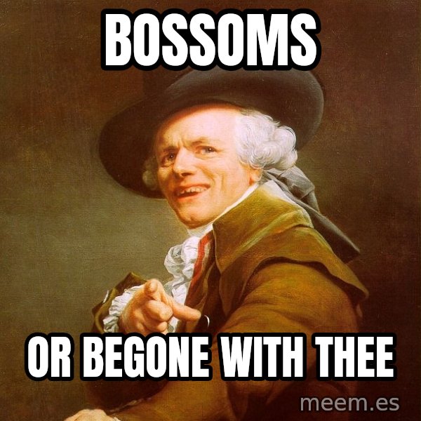Joseph Ducreux meme: bossoms / or begone with thee