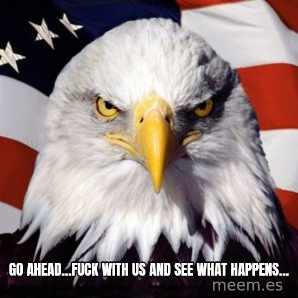 American Pride Eagle meme: Go ahead...fuck with us and see what happens...