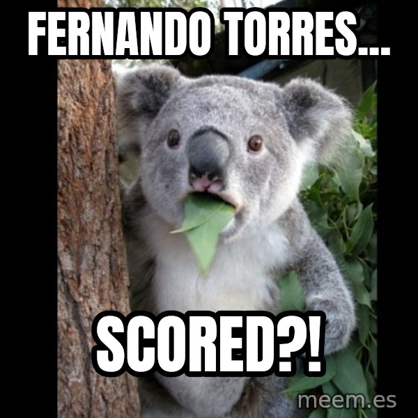 Koala can't believe it meme: Fernando Torres... / Scored?!