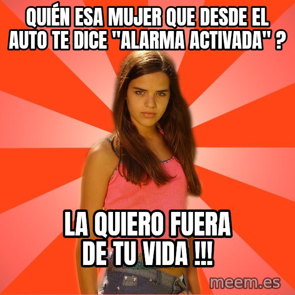 Jealous Girl meme: quién esa mujer que desde el auto te dice "alarma activada" ? / la quiero fuera de tu vida !!!