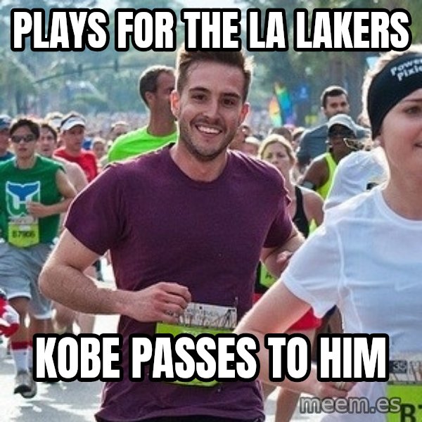 Ridiculously photogenic guy (Zeddie) meme: plays for the la lakers / kobe passes to him