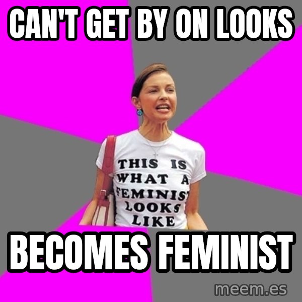 Feminist Cunt meme: can't get by on looks / Becomes feminist