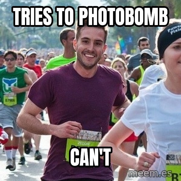Ridiculously photogenic guy (Zeddie) meme: tries to photobomb / can't