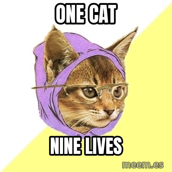 Hipster Kitty meme: One cat / nine lives