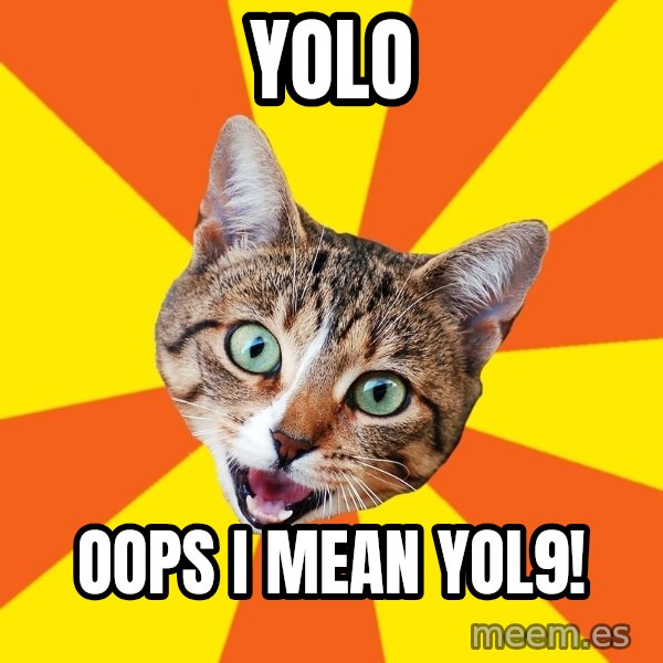 Bad Advice Cat meme: yolo / oops i mean yol9!