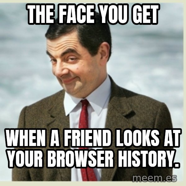 MR bean meme: the face you get / when a friend looks at your browser history.