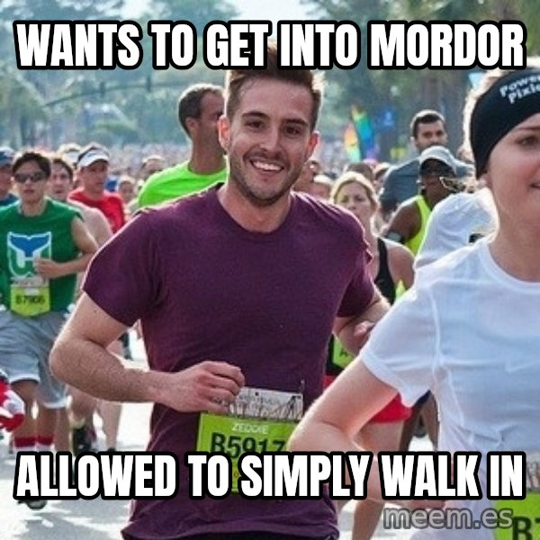 Ridiculously photogenic guy (Zeddie) meme: Wants to get into mordor / allowed to simply walk in