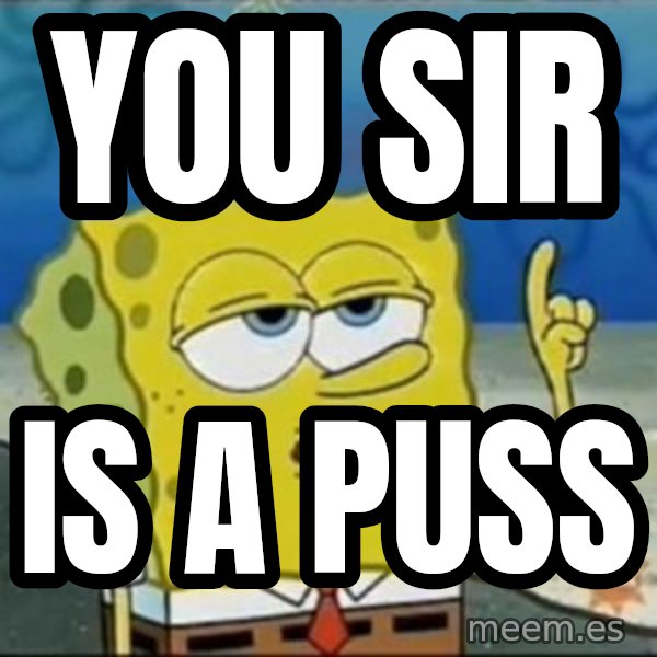 Spongebob meme: you sir / is a puss