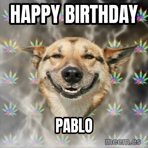 Stoner Dog meme: Happy birthday / pablo