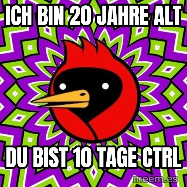 Omsk Crow meme: Ich bin 20 jahre alt / du bist 10 tage ctrl