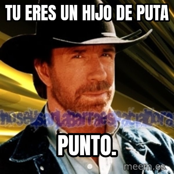 Chuck Norris  meme: TU ERES UN HIJO DE PUTA / PUNTO.