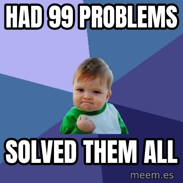Success Kid meme: HAD 99 PROBLEMS / SOLVED THEM ALL