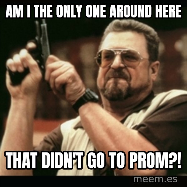 am i the only one around here meme: Am i the only one around here / that didn't go to prom?!