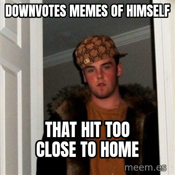 Scumbag Steve meme: Downvotes memes of himself / that hit too close to home