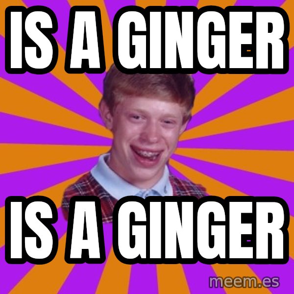 Unlucky Brian Strikes Again meme: IS A GINGER / IS A GINGER