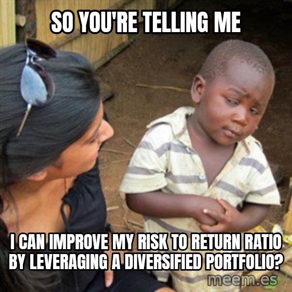 Skeptical 3rd World Kid meme: so you're telling me / i can improve my risk to return ratio by leveraging a diversified portfolio?