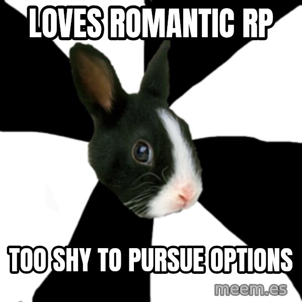 Roleplaying Rabbit meme: loves romantic rp / too shy to pursue options