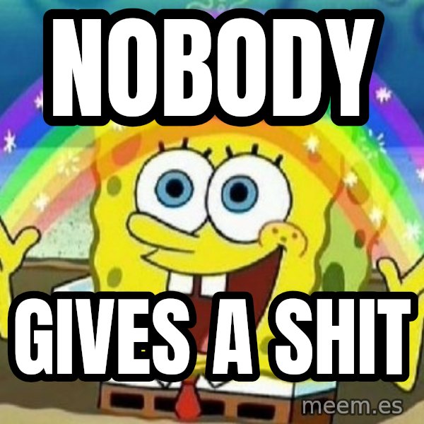 See? Nobody Cares meme: NOBODY / GIVES A SHIT