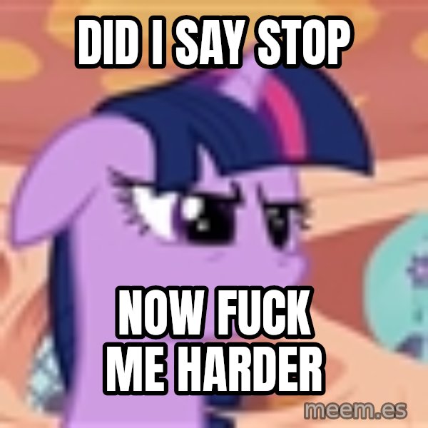 My Little Pony meme: DID i say stop / now fuck me harder