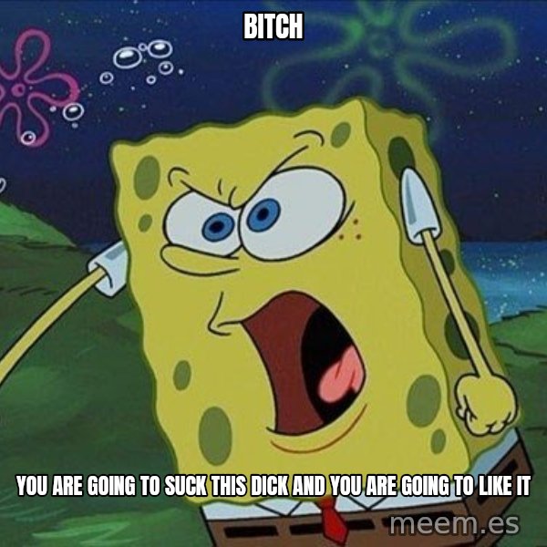 Spongebob Rage meme: Bitch / You are going to suck this dick and you are going to like it