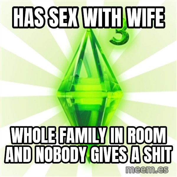 Sims meme: has sex with wife / whole family in room and nobody gives a shit