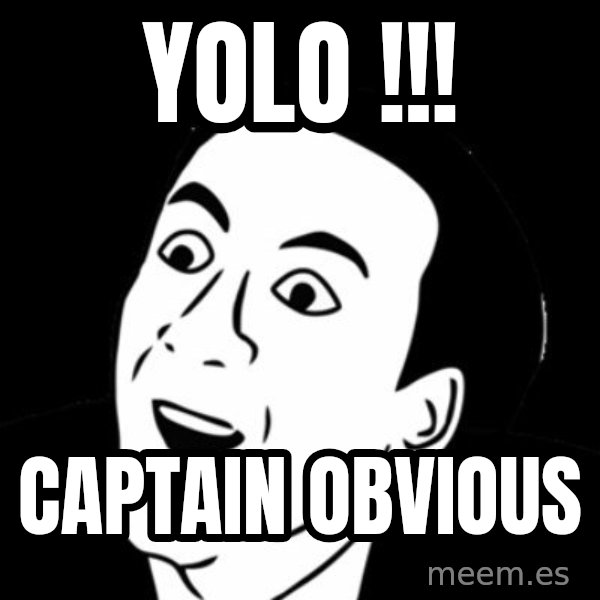 you don't say meme meme: YOLO !!! / captain obvious