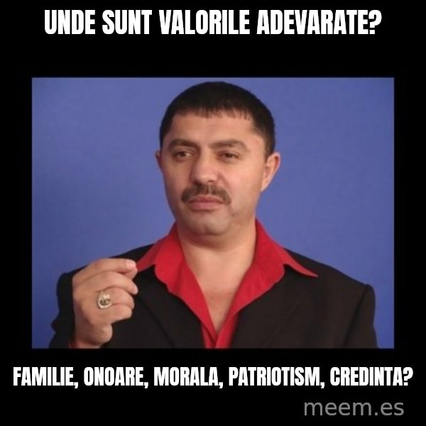 Manelistul Nicolae Guta meme: unde sunt valorile adevarate? / familie, onoare, morala, patriotism, credinta?