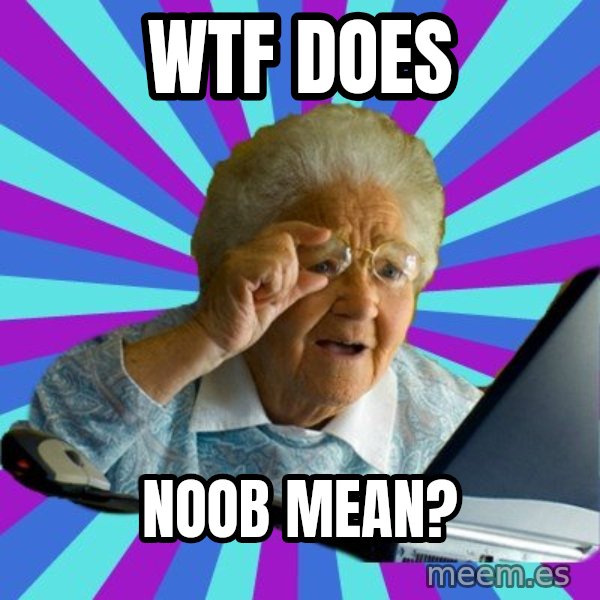 old lady meme: WTF DOES / NOOB MEAN?