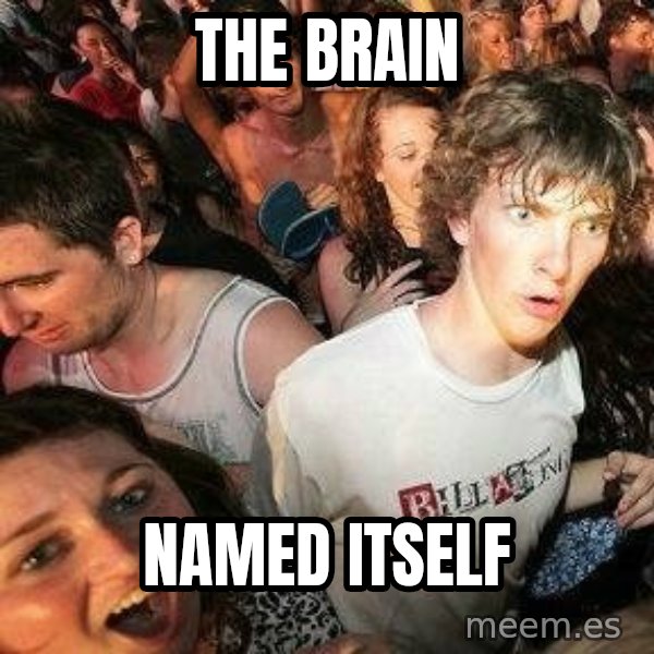 -Sudden Clarity Clarence meme: THE BRAIN / NAMED ITSELF