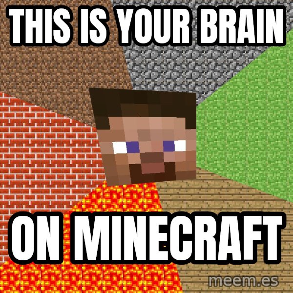 Minecraft Guy meme: this is your brain / on minecraft