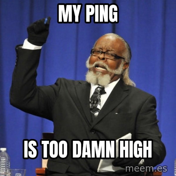 Rent Is Too Damn High meme: my ping / is too damn high