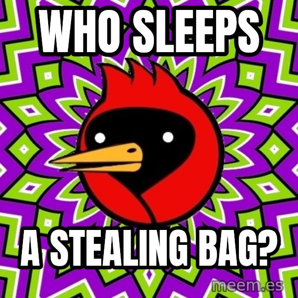 Omsk Crow meme: Who sleeps / A stealing bag?