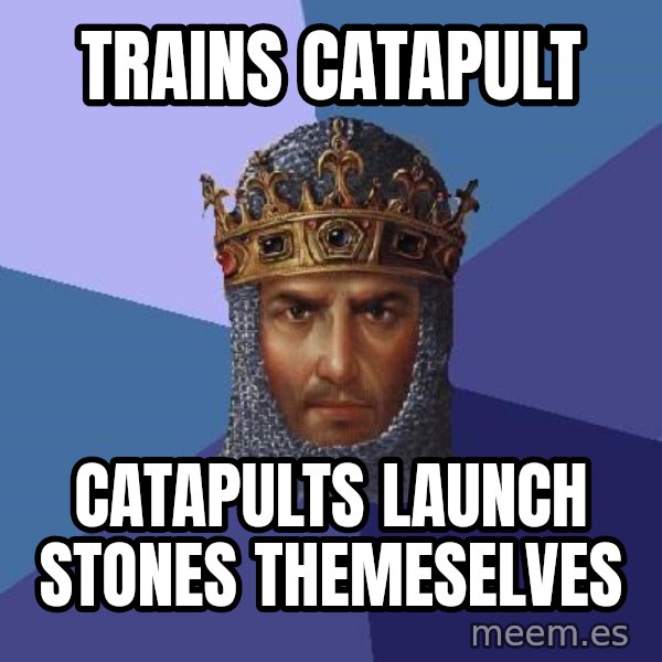 Age Of Empires meme: trains catapult / catapults launch stones themeselves