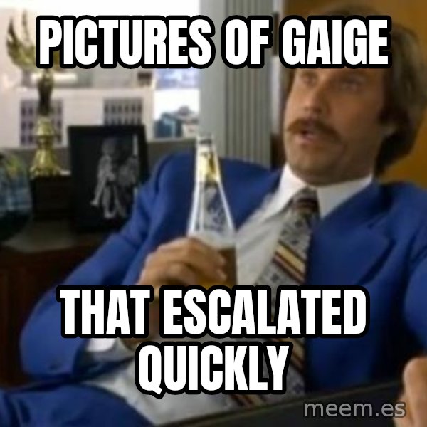 That escalated quickly-Ron Burgundy meme: Pictures of gaige / That escalated quickly