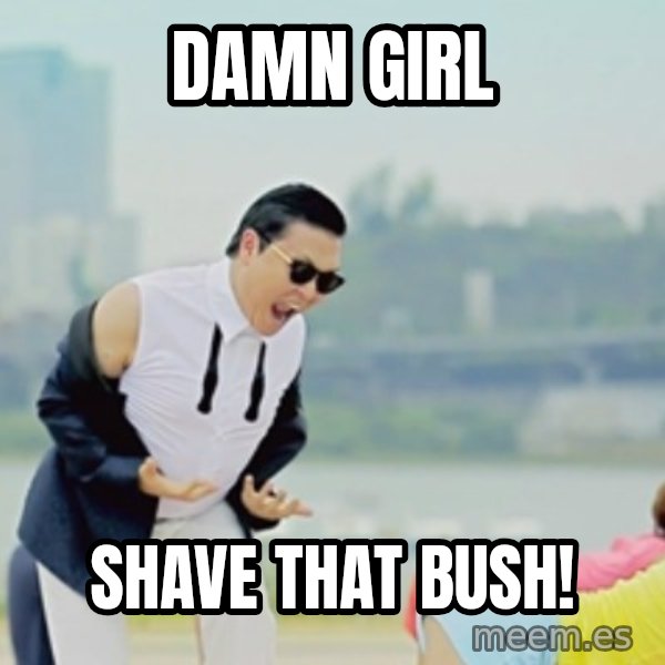 Gangnam Style meme: Damn girl / Shave that bush!