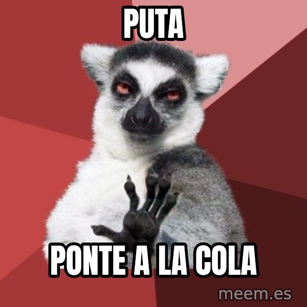 Chill Out Lemur meme: puta / PONTE A LA COLA