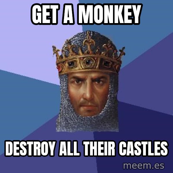 Age Of Empires meme: Get a monkey / destroy all their castles