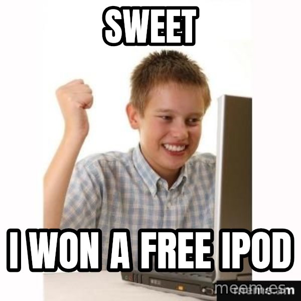 Computer kid meme: sweet / i won a free ipod